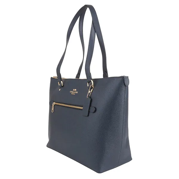 Túi Tote Nữ Coach Golden Anti-Scratch Front Zipper Bag Màu Xanh Navy