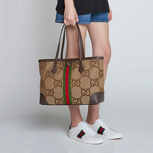 Túi Tote Nữ Gucci Ophidia Jumbo GG Medium Màu Nâu