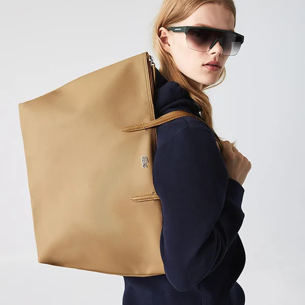 Túi Tote Nữ Lacoste Damska Torba L1212 Concept Zip Tote Bag Form Ngang NF1888PO C87 Màu Vàng Cát
