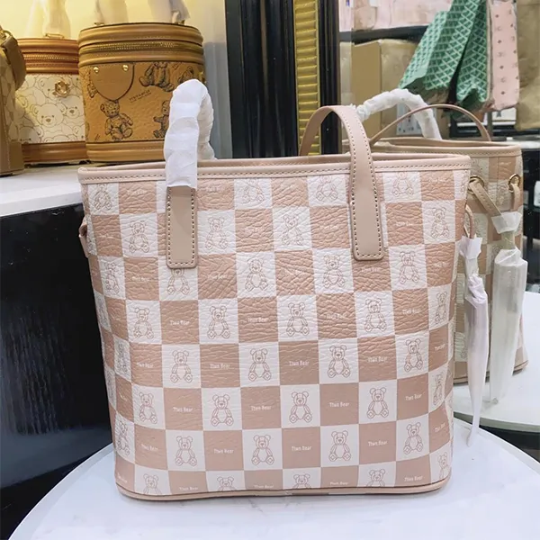 Túi Tote Nữ TTWN BEAR Kẻ Caro TN2841 Màu Hồng (Kèm Túi Nhỏ)