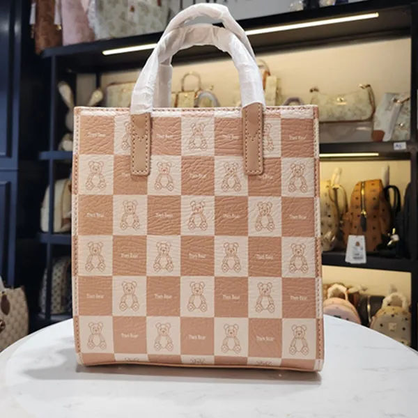 Túi Tote Nữ TWN BEAR TN2844 Caro Hồng Trắng