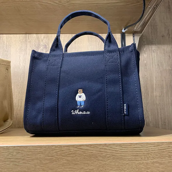 Túi Tote WHOAU Hình Gấu Màu Xanh Navy