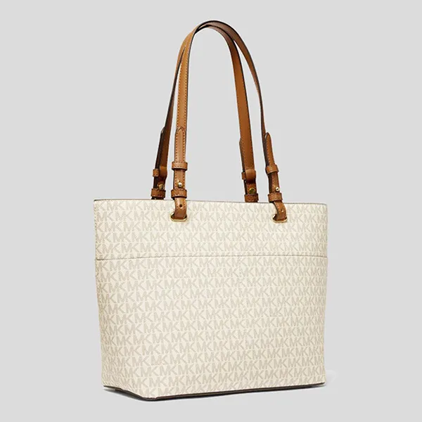 Túi Xách Nữ Michael Kors MK Bedford Medium Logo Tote Bag Màu Trắng - Túi xách - Vua Hàng Hiệu