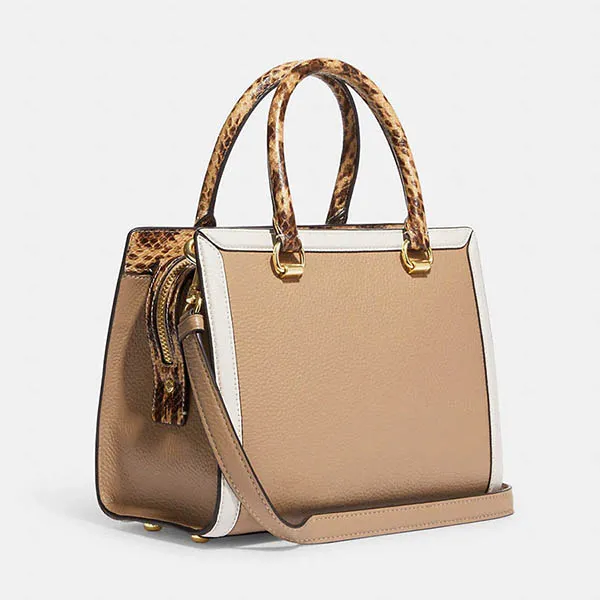 Túi Xách Nữ Coach Grace Carryall In Colorblock CD484 Gold/Taupe Multi Màu Nâu Trắng - Túi xách - Vua Hàng Hiệu