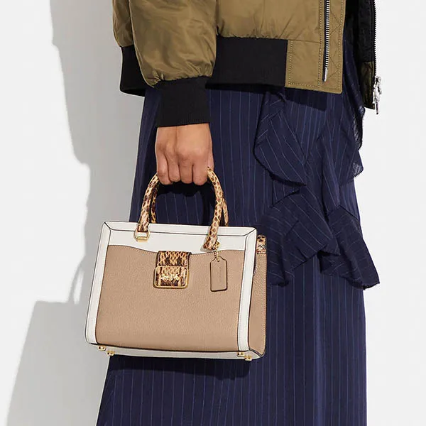 Túi Xách Nữ Coach Grace Carryall In Colorblock CD484 Gold/Taupe Multi Màu Nâu Trắng - Túi xách - Vua Hàng Hiệu