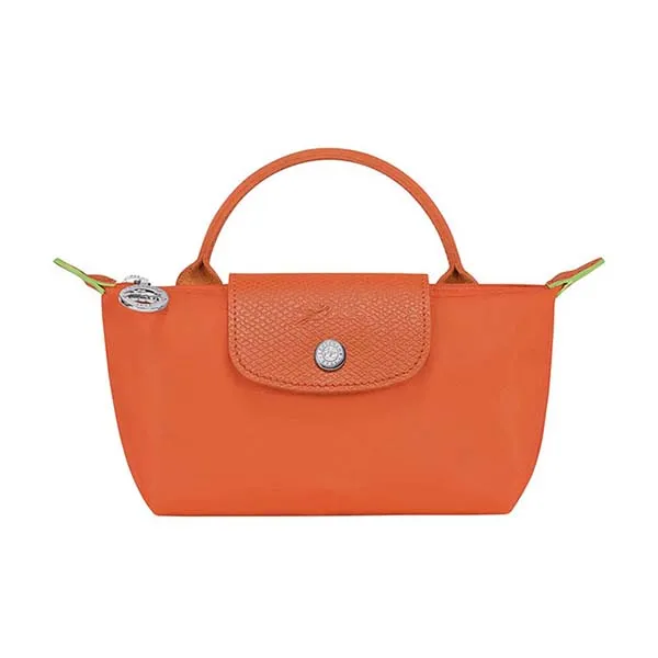 Túi Xách Nữ Longchamp Le Pliage Green Pouch With Handle 34175919P69 Màu Cam - Túi xách - Vua Hàng Hiệu