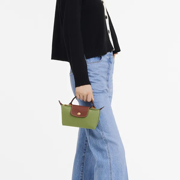 Túi Xách Nữ Longchamp Le Pliage Original Pouch With Handle 34175089P77 Lichen Màu Xanh Rêu - Túi xách - Vua Hàng Hiệu