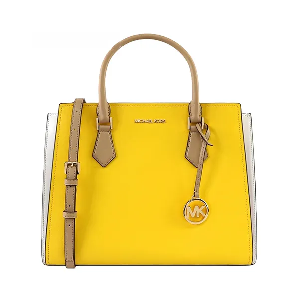 Túi Xách Tay Nữ Michael Kors MK Hope Satchel Crossbody Bag Màu Vàng