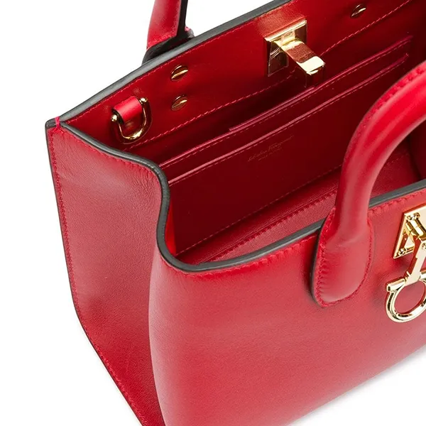 Túi Xách Tay Nữ Salvatore Ferragamo Studio Box Satchel Leather Small Màu Đỏ