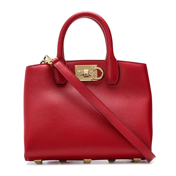 Túi Xách Tay Nữ Salvatore Ferragamo Studio Box Satchel Leather Small Màu Đỏ