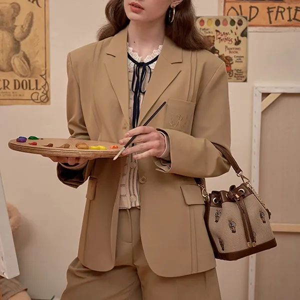 Túi Xách Tay Nữ TTWN BEAR TN1713 Màu Be Viền Nâu