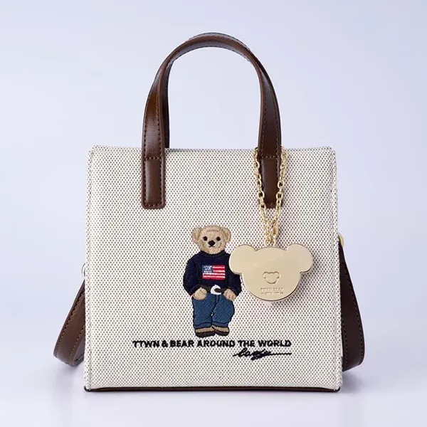 Túi Xách Tay Nữ TTWN BEAR TN3017 TN3260 Màu Be Viền Nâu
