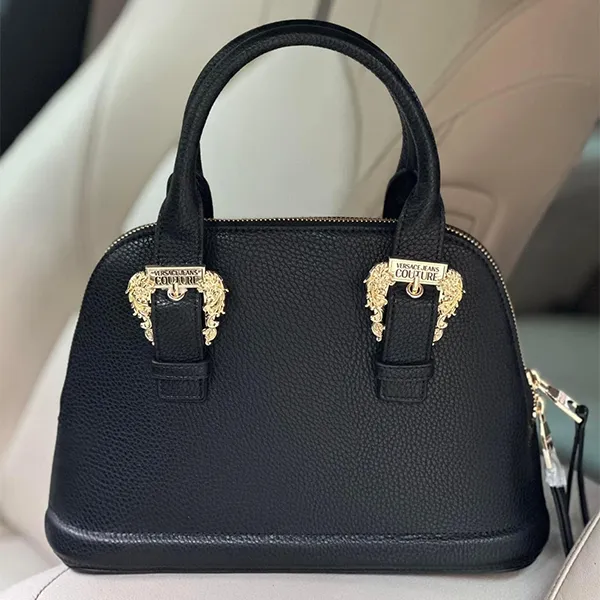 Túi Xách Tay Nữ Versace Jeans Couture Black Logo Couture Hand Bag Màu Đen