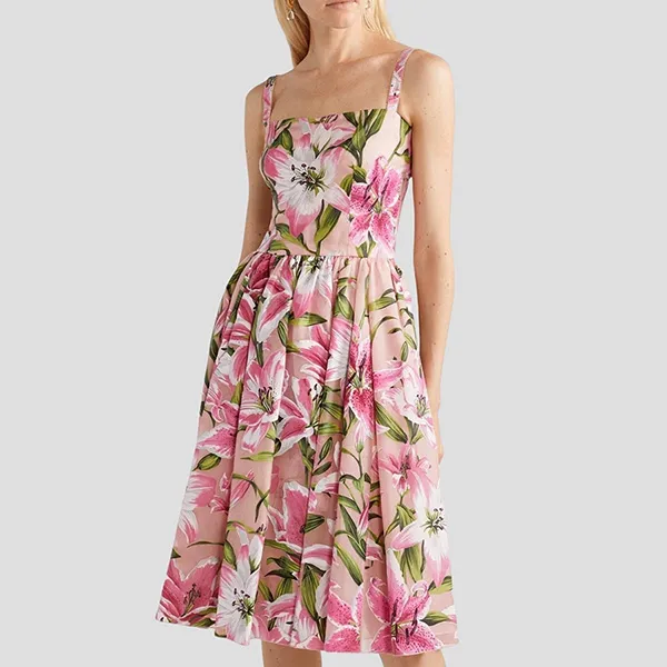 Váy Nữ Dolce & Gabbana D&G Pink With Fioral Printed F6D4ST HHMQS HFXX8 Màu Hồng
