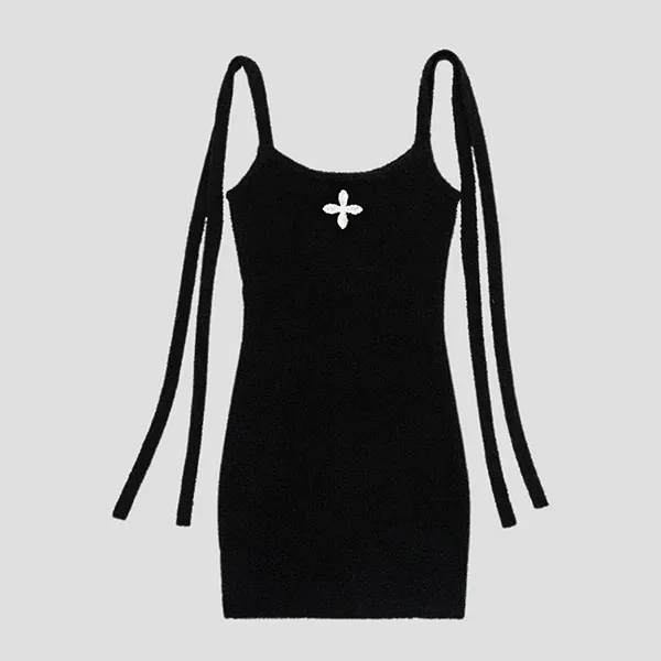 Váy Nữ SMFK Black Knitted With Vintage Logo UFT10BB Màu Đen - Thời trang - Vua Hàng Hiệu