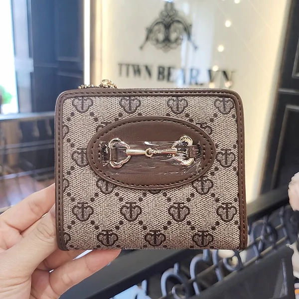 Ví Gập Nữ TTWN BEAR TT2377 Xám Viền Nâu S