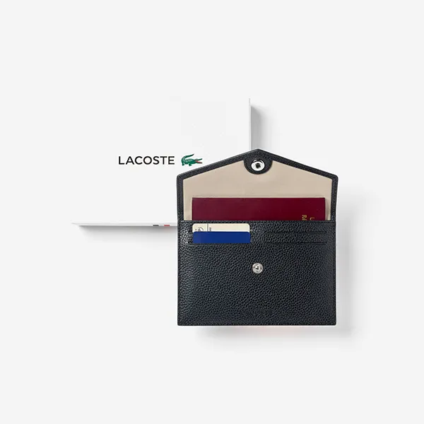 Ví Lacoste Passport Holder Black CRM017000 Màu Đen - 1