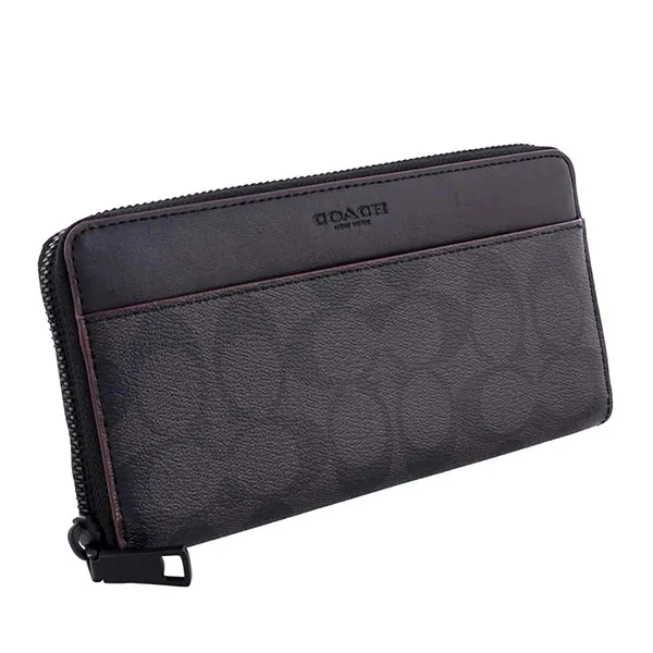 Ví Nam Coach Long Wallet Men's Signature Black F25517 Màu Đen Xám