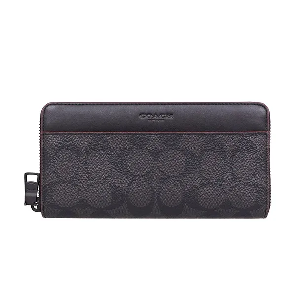 Ví Nam Coach Long Wallet Men's Signature Black F25517 Màu Đen Xám