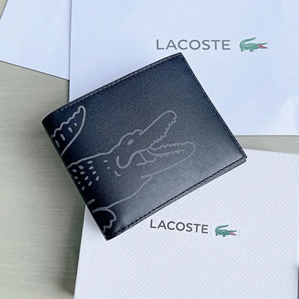 Ví Nam Lacoste Fitzgerald Men's Wallet In Crocodile Print Smooth Leather NH3505FW G80 Màu Đen - Túi xách - Vua Hàng Hiệu
