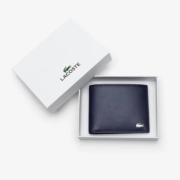 Ví Nam Lacoste Men's Fitzgerald Leather Six Card Wallet NH1115FG021 Màu Xanh Đậm