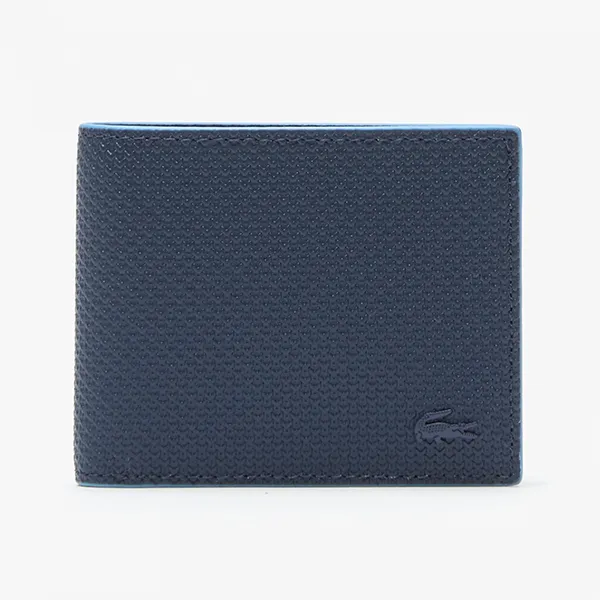 Ví Nam Lacoste Men's Chantaco Piqué Leather 3 Card Wallet NH2824CEK39 Màu Xanh Đen