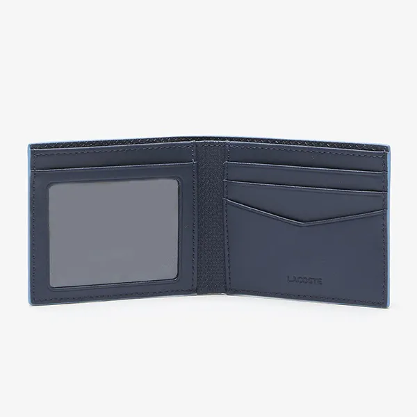 Ví Nam Lacoste Men's Chantaco Piqué Leather 3 Card Wallet NH2824CEK39 Màu Xanh Đen