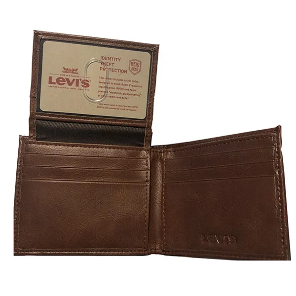 Ví Nam Levi's Men's Bifold Leather Wallet Tan 31LP220018 Màu Nâu - Túi xách - Vua Hàng Hiệu
