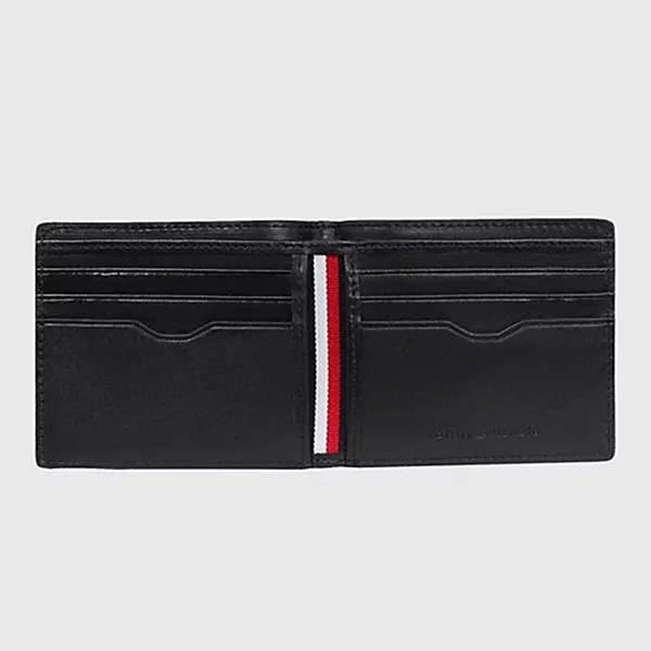 Ví Nam Tommy Hilfiger Signature Small Leather Credit Card Wallet AM0AM10968_NERO_BDS Màu Đen