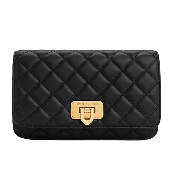 Ví Nữ Charles & Keith CNK Cressida Push-Lock Clutch - Black CK2-70160131 Màu Đen