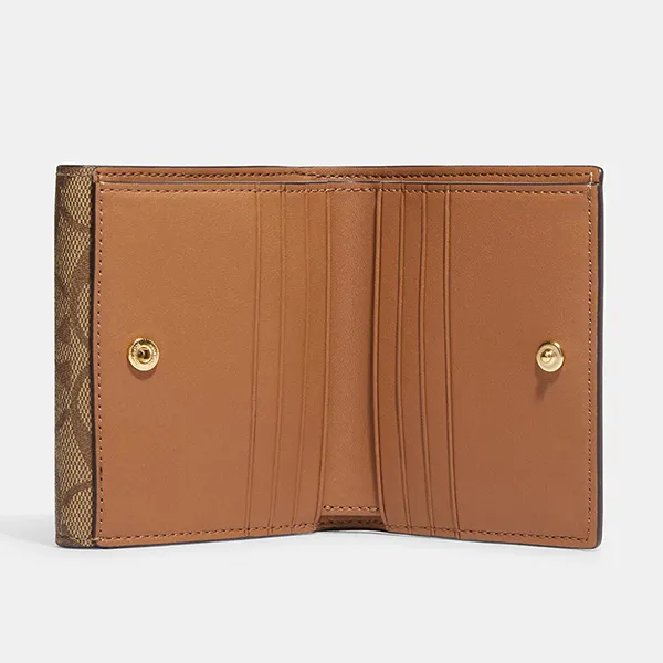 Ví Nữ Coach Small Morgan Wallet In Blocked Signature Canvas CH387 Màu Kem Nâu