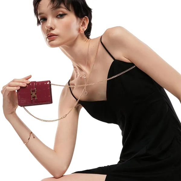 Ví Nữ Lyn Stay Short Wallets On Chain LL23FWS025 Màu Đỏ - Túi xách - Vua Hàng Hiệu