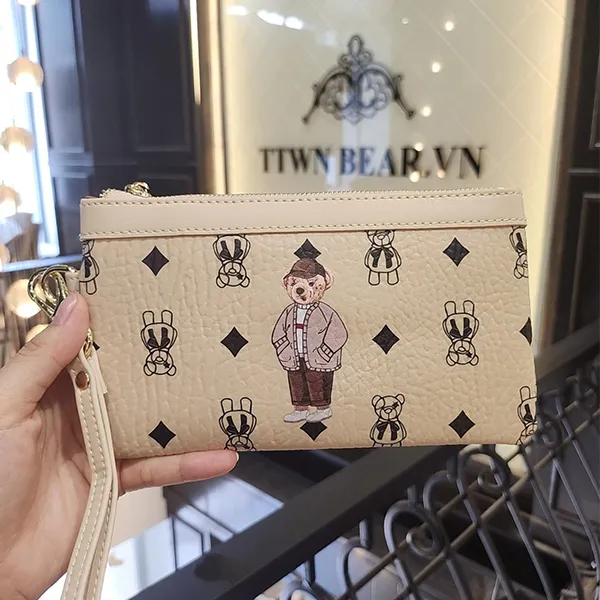Ví Nữ TTWN BEAR Họa Tiết Gấu TT2306 TT2430 Màu Be