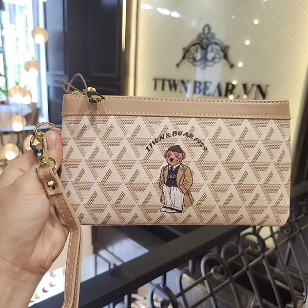 Ví Nữ TTWN BEAR Họa Tiết Gấu TT2306 TT2430 Màu Vàng Be
