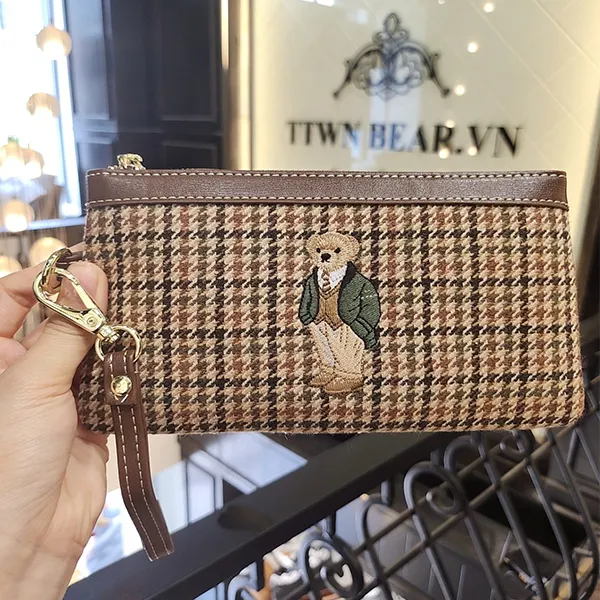 Ví Nữ TTWN BEAR Họa Tiết Gấu TT2306 TT2433 Màu Kẻ Nâu