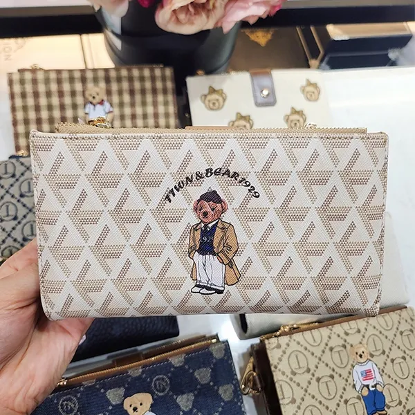 Ví Nữ TTWN BEAR Họa Tiết Lưới TT2446 TT2447 Màu Vàng Nâu Size L