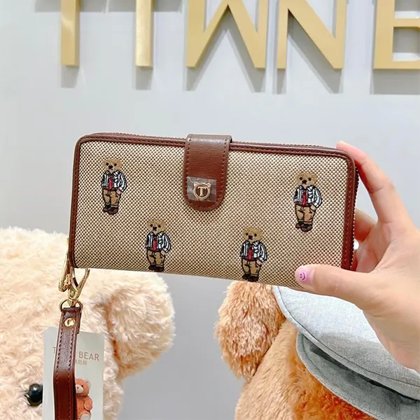Ví Nữ TTWN BEAR TT2395 TT2376 2376 Màu Be Viền Nâu Size L