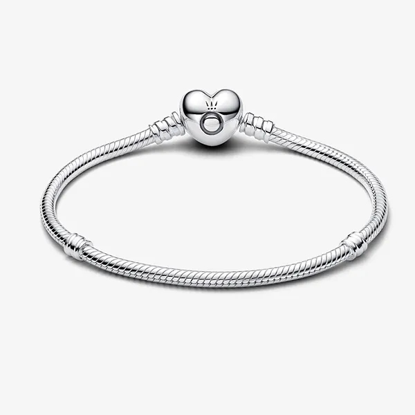 Vòng Đeo Tay Nữ Pandora Moments Heart Clasp Snake Chain Bracelet 590719 Màu Bạc Size 17