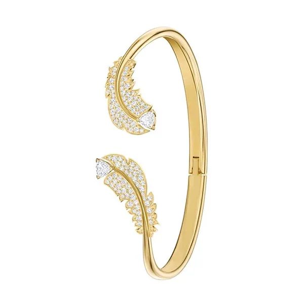 Vòng Đeo Tay Nữ Swarovski Nice Gold Feather Hinged Bangle 5505622 Size M