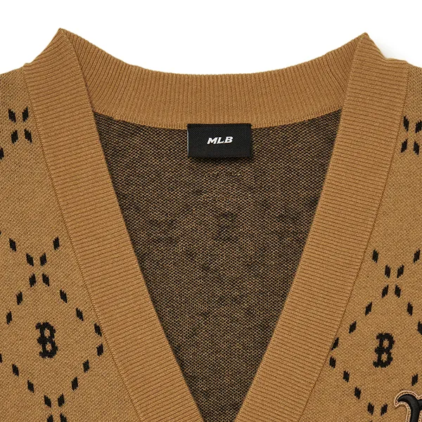 Áo Cardigan MLB Monogram Boston Red Sox 3AKCM0134-43CAL Màu Nâu