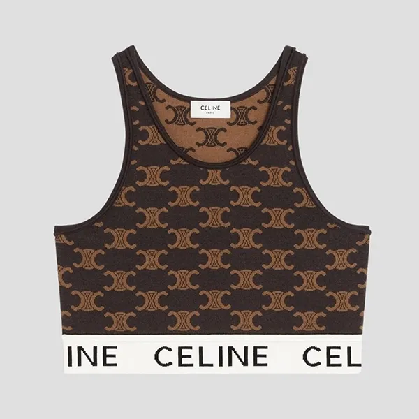 Áo Bra Nữ Celine Brown With Monogram Printed 2AF10916T /19BR Màu Nâu