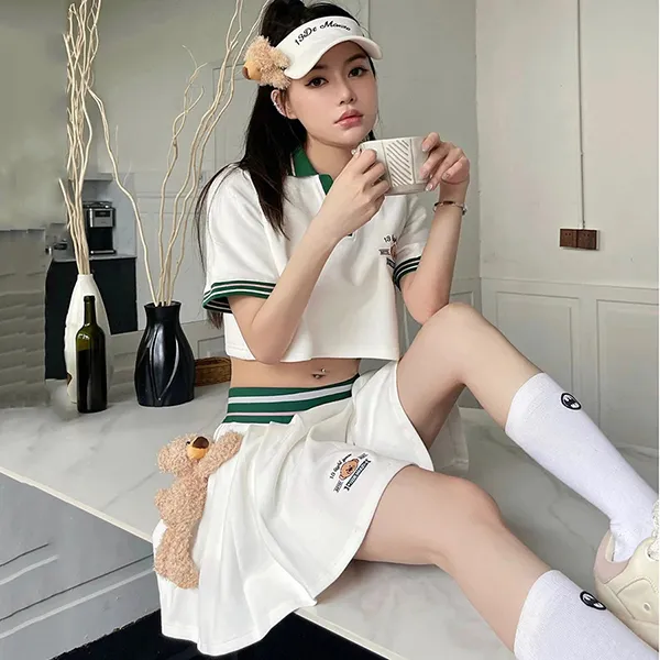 Áo Croptop Nữ 13 De Marzo Pickleball Vintage Tennis Top Màu Trắng - Pickleball - Vua Hàng Hiệu