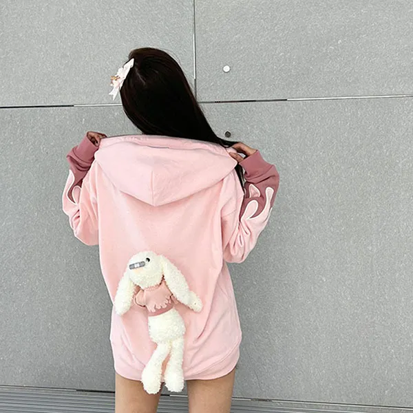 Áo Hoodie Nữ 13 DE Marzo SS2308 Flame Zip Pink Màu Hồng - Thời trang - Vua Hàng Hiệu