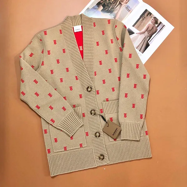 Áo Len Burberry Beige Palena Cardigan 222376F095002 Màu Be Đậm Size S