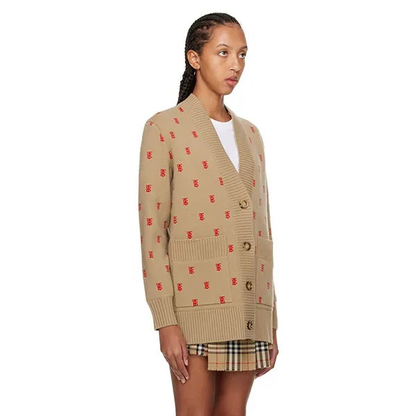 Áo Len Burberry Beige Palena Cardigan 222376F095002 Màu Be Đậm Size S