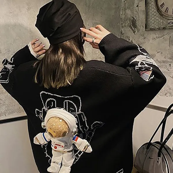 Áo Len Nữ 13 De Marzo Cross-Over NASA sweater Màu Đen