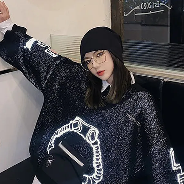 Áo Len Nữ 13 De Marzo Cross-Over NASA sweater Màu Đen