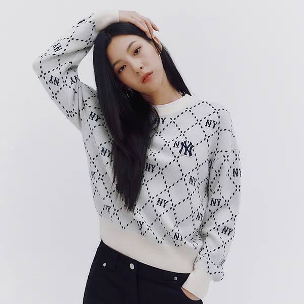 Áo Len Sweater Nữ MLB Monogram New York Yankees 3FKPM0134-50CRD Màu Trắng Kem - Thời trang - Vua Hàng Hiệu
