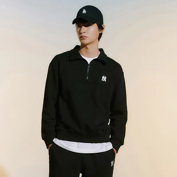 ★関税込★MLB★Basic Small Logo Half Zip Up Sweatshirt★ ☆MLB☆Basic Small Logo Overfit Hoodie