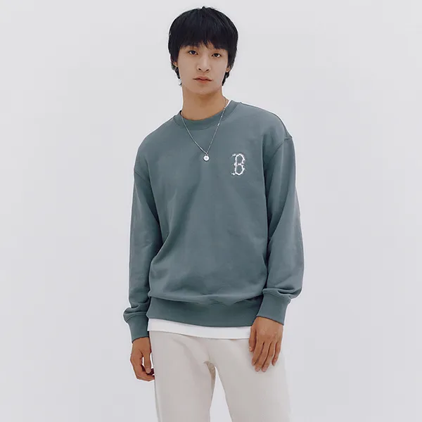 Áo Nỉ Sweater MLB Monogram Big Lux Overfit Boston Red Sox 3AMTM1234-43GRD Màu Xám